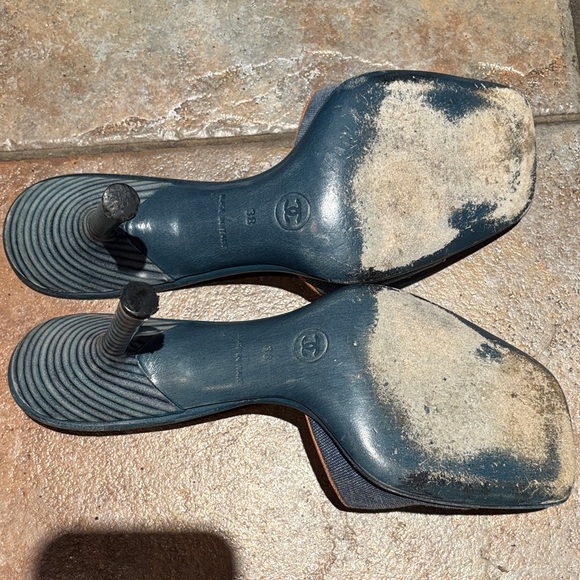 CHANEL Women's Denim and Brown Sandals - Picture 3 of 4